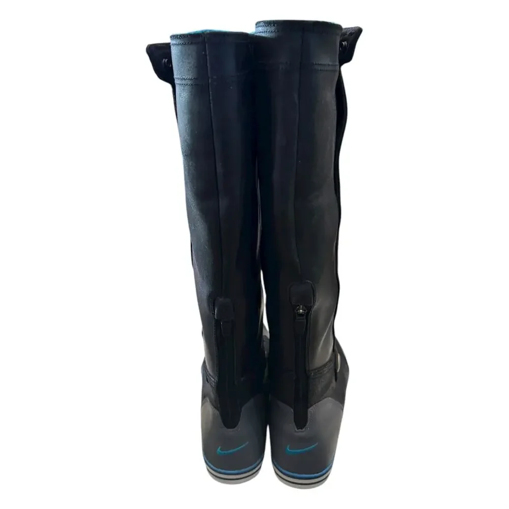 Nike Carico Tall Leather Boots NWOB Black Blue Women’s US 9 EU 40.5